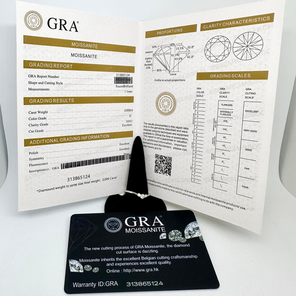 Moissanite Wedding Band Three Stone Anniversary Ring Guard Round GRA Certified - Picture 3 of 15